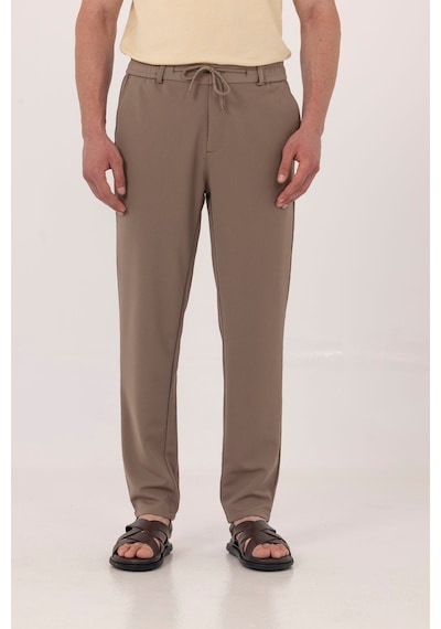 Sabri Özel Vizon Dokulu Arka Lastikli Köprü Kemerli Bağcıklı Slim Fit Jogger Pantolon