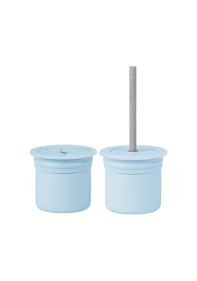 Pipetli Silikon Bardak Seti Mineral Blue / Powder Grey