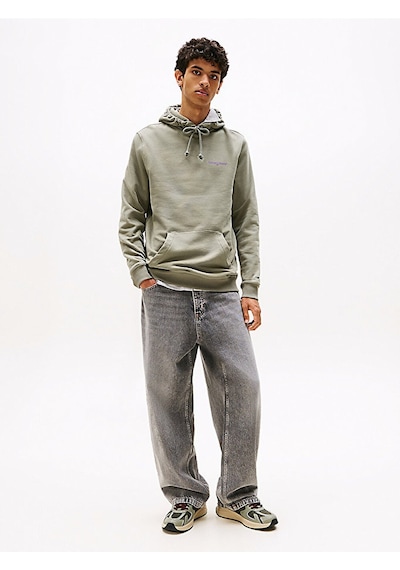 Tommy Hilfiger Tjm Reg Blur Scrpt Bck Hood Ext Erkek Yeşil Kazak - Dm0dm22112 Yeşil
