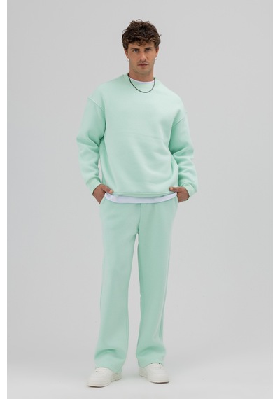 Vamos Basic Bisiklet Yaka Oversize Sweatshirt Mint