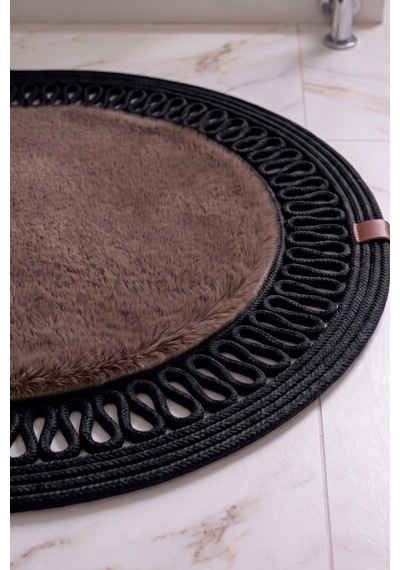 Banyo Paspası Takımı 60x100+40x60 Cm İç Trikot Mouss Kahve & Siyah Kahve - Siyah