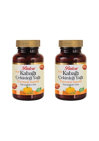 2 Adet Balen Kabak Çekirdeği 1000 MG 100 Yumuşak Kapsül
