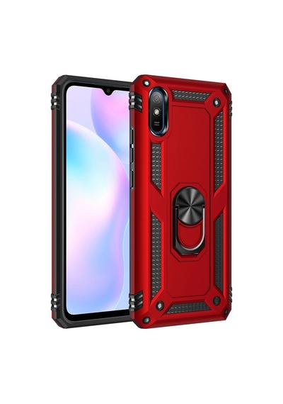 Newface - 309 - Xiaomi Redmi 9a Kılıf Sofya Yüzüklü Silikon Kapak - Matxzngz - - Kırmızı