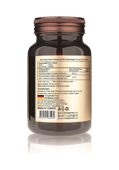Validus Nikotinamid Ribosid 300 Mg Nadh 20 Mg 30 Kapsül