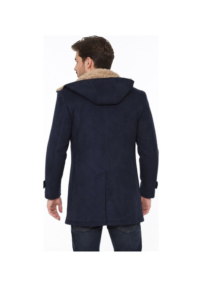 Plt9399 Dewberry Süet Görünümlü Erkek Palto-düz Lacivert