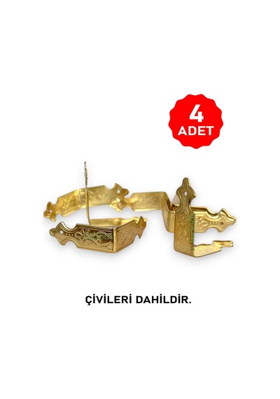 Dekoratif Kutu Kenarı 4 Adet Kutu Sandık Aksesuar Sarı Sarı
