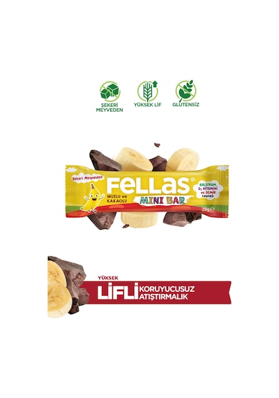 Fellas Muz ve Kakaolu Mini Kids Bar 12 x 28 G