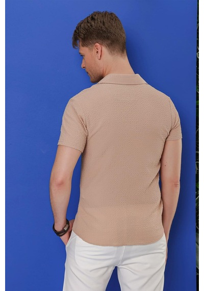 Efor G 1536 Slim Fit Bej Klasik Gömlek Bej