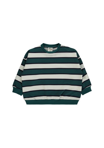 Civil Baby Çizgili 6-18 Ay Sweatshirt - Yeşil Zümrüt Yeşili