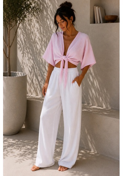 Bbbutikbasic Kadın Müslin Bağlamalı Bolero Bluz Oversize Salaş Yazlık Kimono Hırka My3535 Pembe