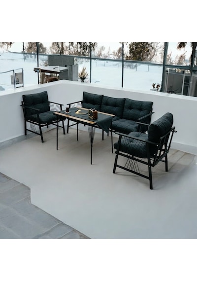 Lüx Bahçe Balkon Mobilyası , Koltuk Takımı ,çay Seti 3-1-1 Masalı Takım Antrasit