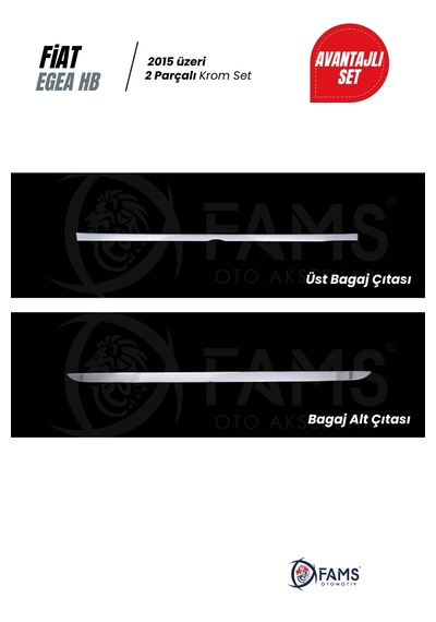 Fiat Egea 2015-2019 Hb 2 Parça Krom Set Bagaj Çıtası Üst + Bagaj Alt Çıtası P.çelik