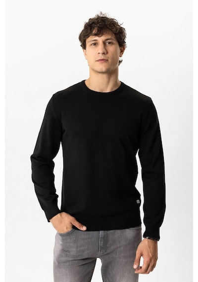 Back And Bond Siyah Regular Fit Bisiklet Yaka Pamuklu Triko Kazak