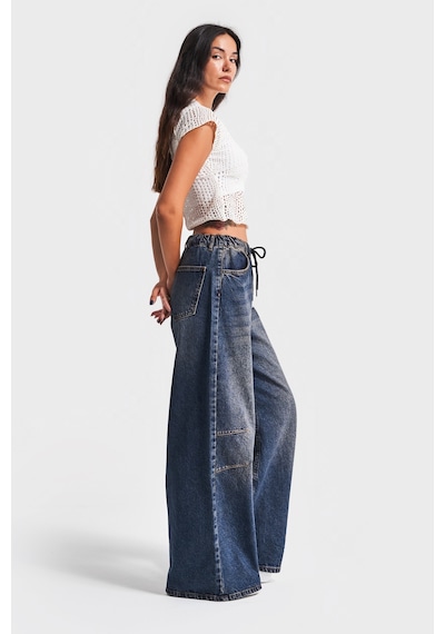 Itsbasic Kadın T.kot Rengi 2w48 Bağcıklı Palazzo Fit Beli Laslikli Denim Jean Kırmızı