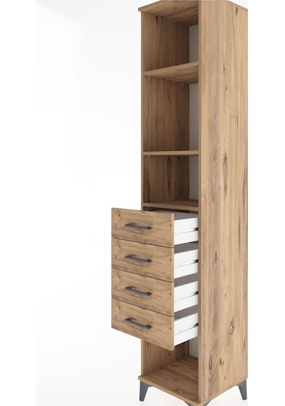 Hyperion Dolap 3 Raflı 4 Çekmeceli 44x44x221 Çam-çam Çam
