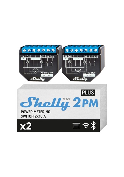 Plus 2pm, Wi-fi Ve Bluetooth 2 Kanallı Akıllı Röle Şalteri, Güç Ölçümü, Ev Otomasyonu, Panjur Uzaktan Kumanda