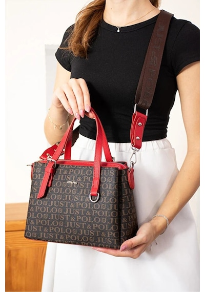 Just Polo Kadın Kabartma Desenli Lüks Omuz Çantası Shoulder Bag Kırmızı