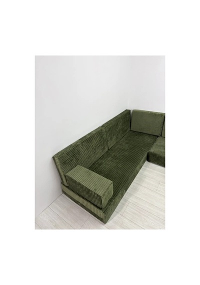 Premium Kadife Kumaş, Konforlu Yer Kanepesi ,modüler Şark Köşesi Takımı - Yeşil- U Set