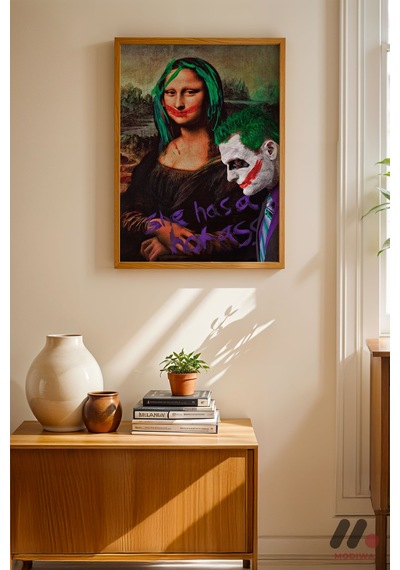 Mona Lisa Pop Art Mashup, Ahşap Çerçeveli Duvar Tablosu - Renkli Ev Dekorasyonu