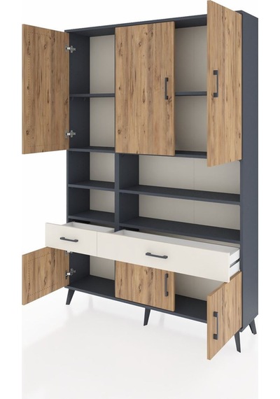 Arges Dolap 8 Raflı 2 Çekmeceli 6 Kapaklı 132x30x195 Antrasit-çam/aytaşı Atlas Çam/aytası Arges Dolap 8 Raflı 2 Çekmeceli 6 Kapaklı 132x30x195 Antrasit-çam/aytaşı Atlas Çam/aytası