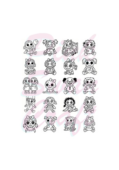 Creepy Doll Collection Bold And Easy 20x20 Cm Büyük Boyama Kitabı Çocuklar Yetişkinler