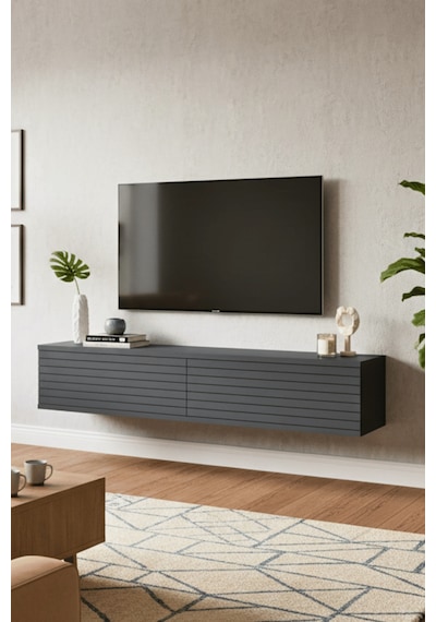 Tda1214a - Zeynep120 Duvara Montaj Tv Stand, Tv Rafı, Tv Sehpası Antrasit 120cm