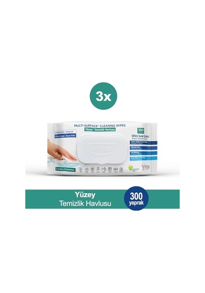 İz Bırakmaz Yüzey Temizleme Havlusu Karbonat &amp Beyaz Sirke 100 Yaprak 3'lü Paket Genel