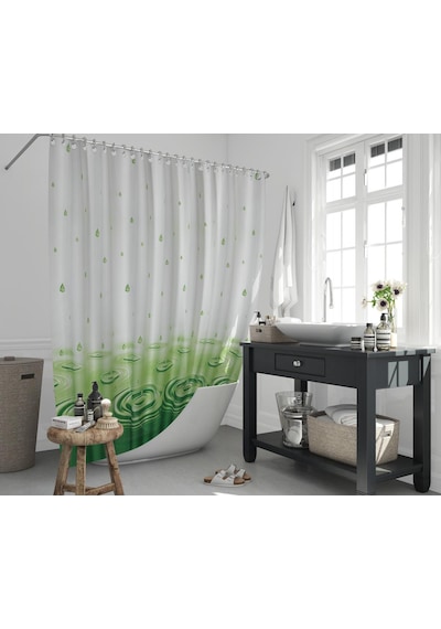 Zethome Jackline Banyo Duş Perdesi 5020 Çift Kanat Yeşil2X120x200 Yeşil
