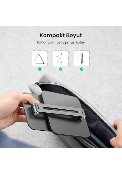 Ugreen Alüminyum Katlanabilir Masaüstü Telefon Tablet Apple Uyumlu iPad Standı Antrasit