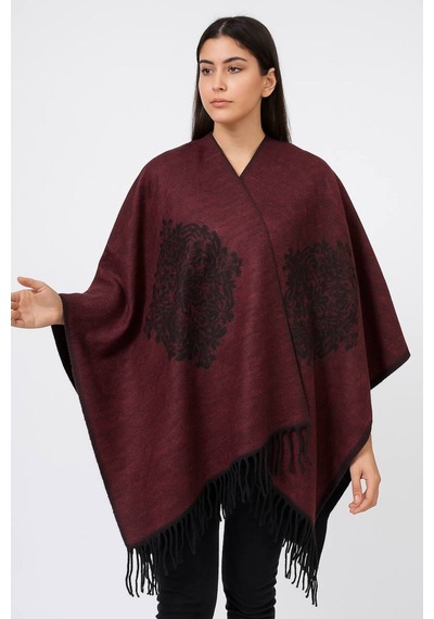 Aldaıyr Kadın Kışlık Çift Taraflı Panço Omuz 140x140 Çok Renkli30