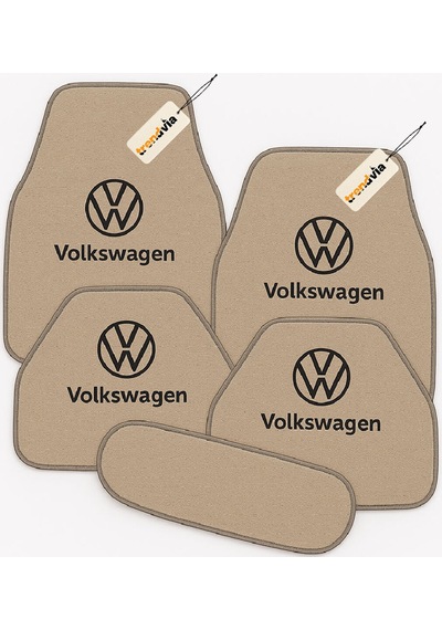 Volkswagen Logolu Bej Oto Halı Paspas Seti 5 Parça Araca Özel Şık Ve Kaymaz Zemin Koruma