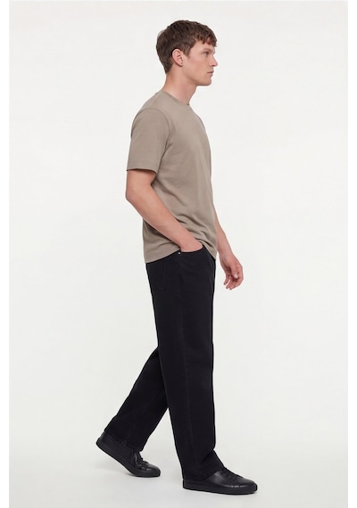 Sabri Özel Erkek Camel Normal Kesim Regular FitPamuk Dokuma Bisiklet Yaka Basic T-shirt