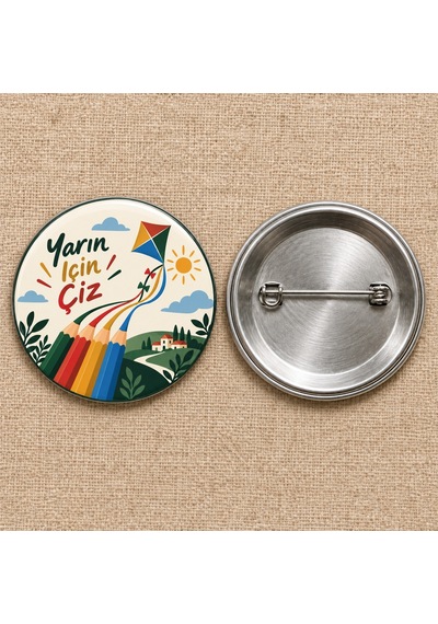 Fikart Yarın İçin Çiz Filistin 58 Mm İğneli Rozet Çok Renkli