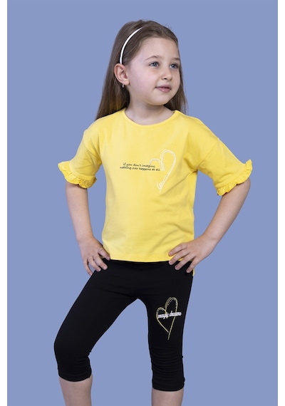 Toontoy Kids Toontoy Kız Çocuk 2'li Takım Baskılı Bisiklet Yaka Kolu Fırfırlı T-shirt & Basic Düz Crop Tayt Sarı Toontoy Kids Toontoy Kız Çocuk 2'li Takım Baskılı Bisiklet Yaka Kolu Fırfırlı T-shirt & Basic Düz Crop Tayt Sarı