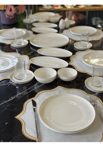Lorelei 29 Parça Porselen Kahvaltı Takımı Silver-4804 Beyaz
