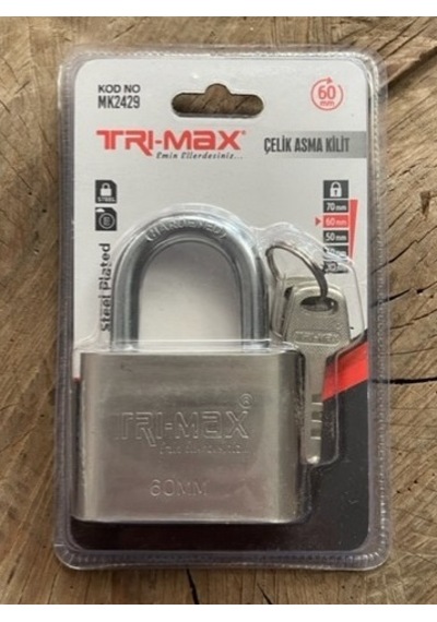 Trimax Çelik Asma Kilit 60mm Paslanmaz Yaysız Asma Kilit