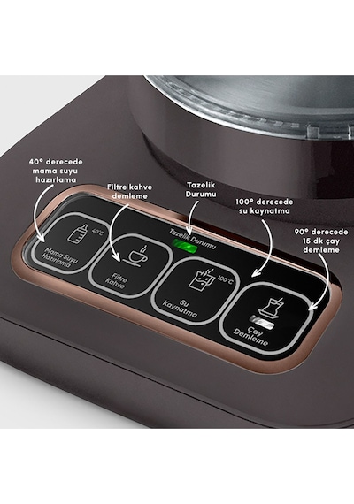 Karaca Çaysever Robotea Pro Connect 4 In 1 Konuşan Otomatik Cam Çay ve Filtre Kahve Demleme Makinesi