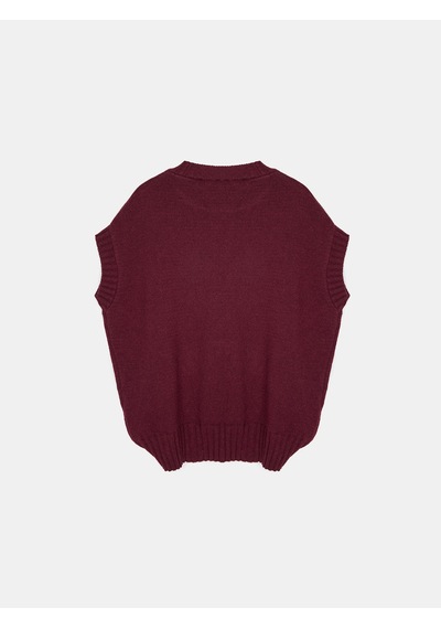Dilvin 10839 Yün Karışımlı Oversize Süveter-bordo Bordo