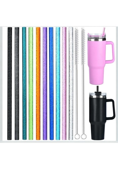 6 Adet Quncher Renkli Simli Glitter Pipet 1 Temizleme Fırçası