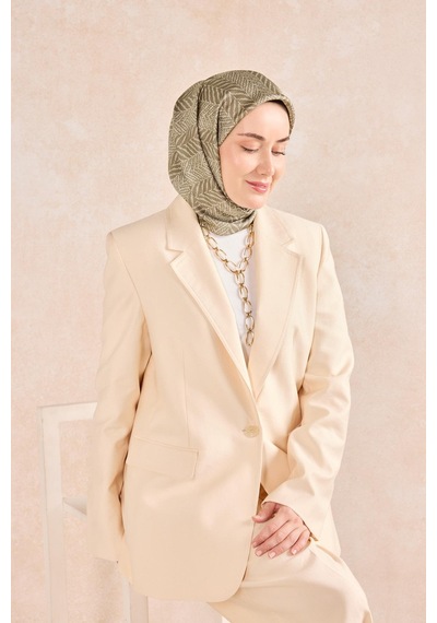 Silk Home Twill İpek Eşarp Minimal Desen Koyu Vizon 90x90 Çok Renkli