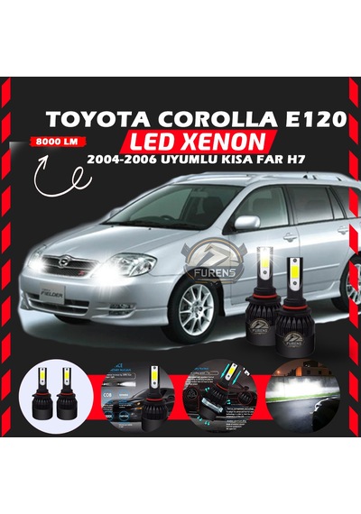 Toyota Corolla E120 2004-2006 Kısa Far Uyumlu Şimşek Etkili Led Xenon Light Series H7