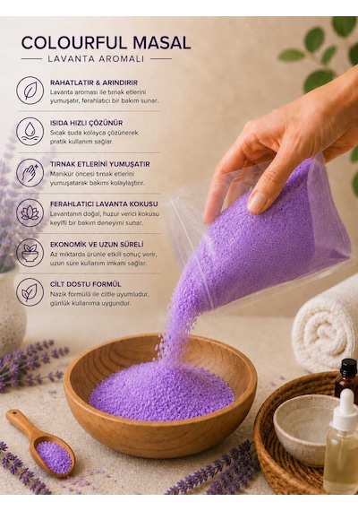 100 Gr. Lavanta Kokulu Banyo Topu Tozu, Nem Bombası, Banyo Bombası, Manikür Ve Pedikür Topu Tozu Diğer