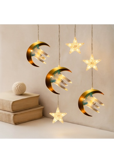 Ramazan Led Perde Lamba 3m Fişli Eklemeli Hilal Cami Yıldız Standart