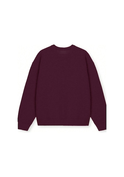 Erkek Bordo Regular Fit Bisiklet Yaka Örgülü Triko Bordo