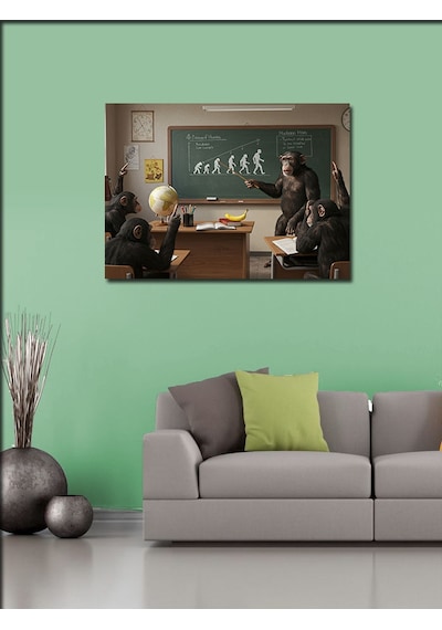 Kanvas Tablo Evrim Ve Eğitim Karikatürü