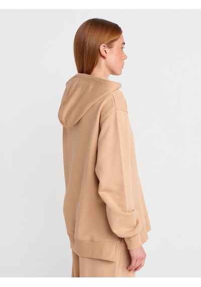 Dilvin 40401 Yanları Fermuarları Sweat Camel