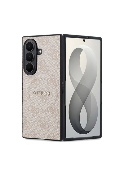 Galaxy Z Fold 8 Ultra Kılıf Guess Lisanslı M-safe Uyumlu 4g Desenli Yazı Logolu Pu Deri Kapak Pembe