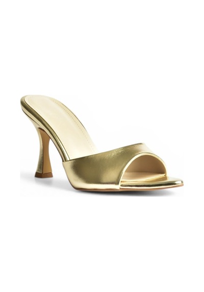 Fox Shoes Y569525809 Altın İnce Topuklu Kadın Terlik