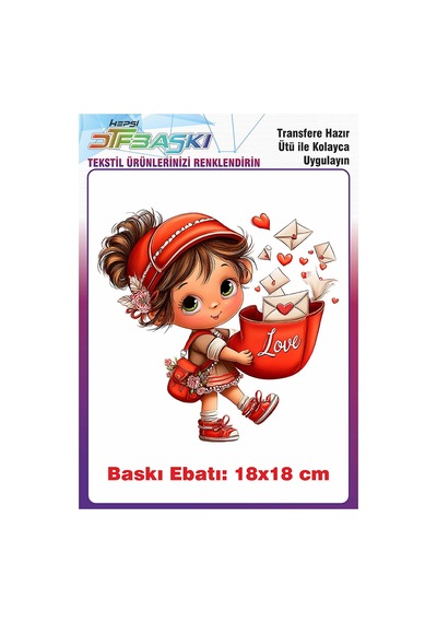 Sevimli Kız Çocuğu Ütü İle Yapışan Tişört Tekstil Baskı 3044