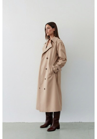 Durivya Reglan Kol Oversize Trençkot Camel